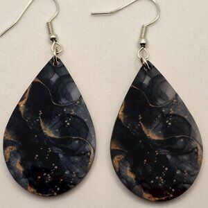 Gold and Black Swirl Earrings